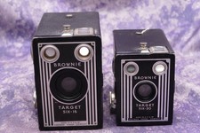 2 Kodak Brownie Target Box Cameras  One Six-16 and One Six-20 c 1946-1952