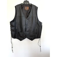 First Classics Mens Black Leather Motorcycle Vest Side Lace Biker M 630 Size 8X