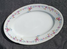 MZ Czechoslovakia Ivory Porcelain Oval Floral Platters Set of 2 — listing 2