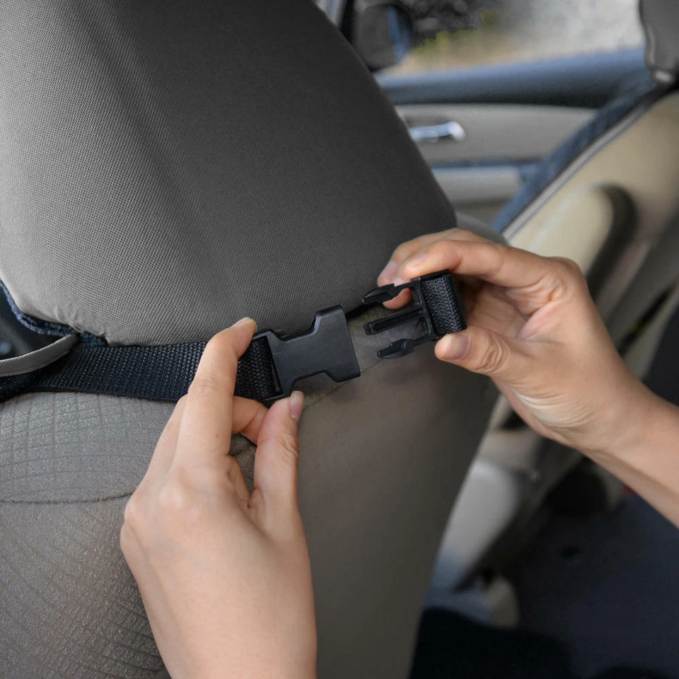 Paquete de 2 fundas de asiento de coche con toallas - Funda de asiento delantera impermeable con borde gris Foto 4 de 4