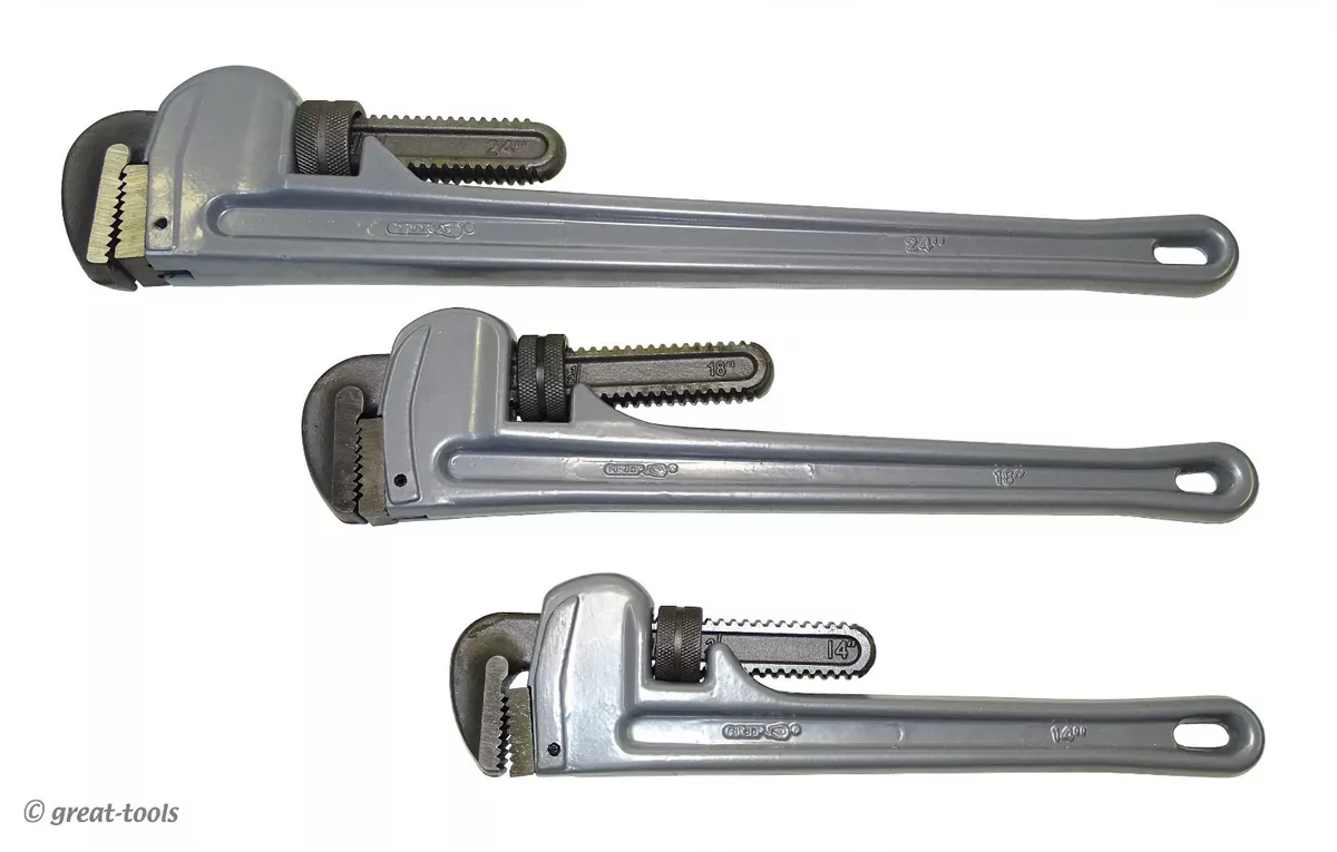 3 PC PIPE WRENCH SET aluminum handles 14