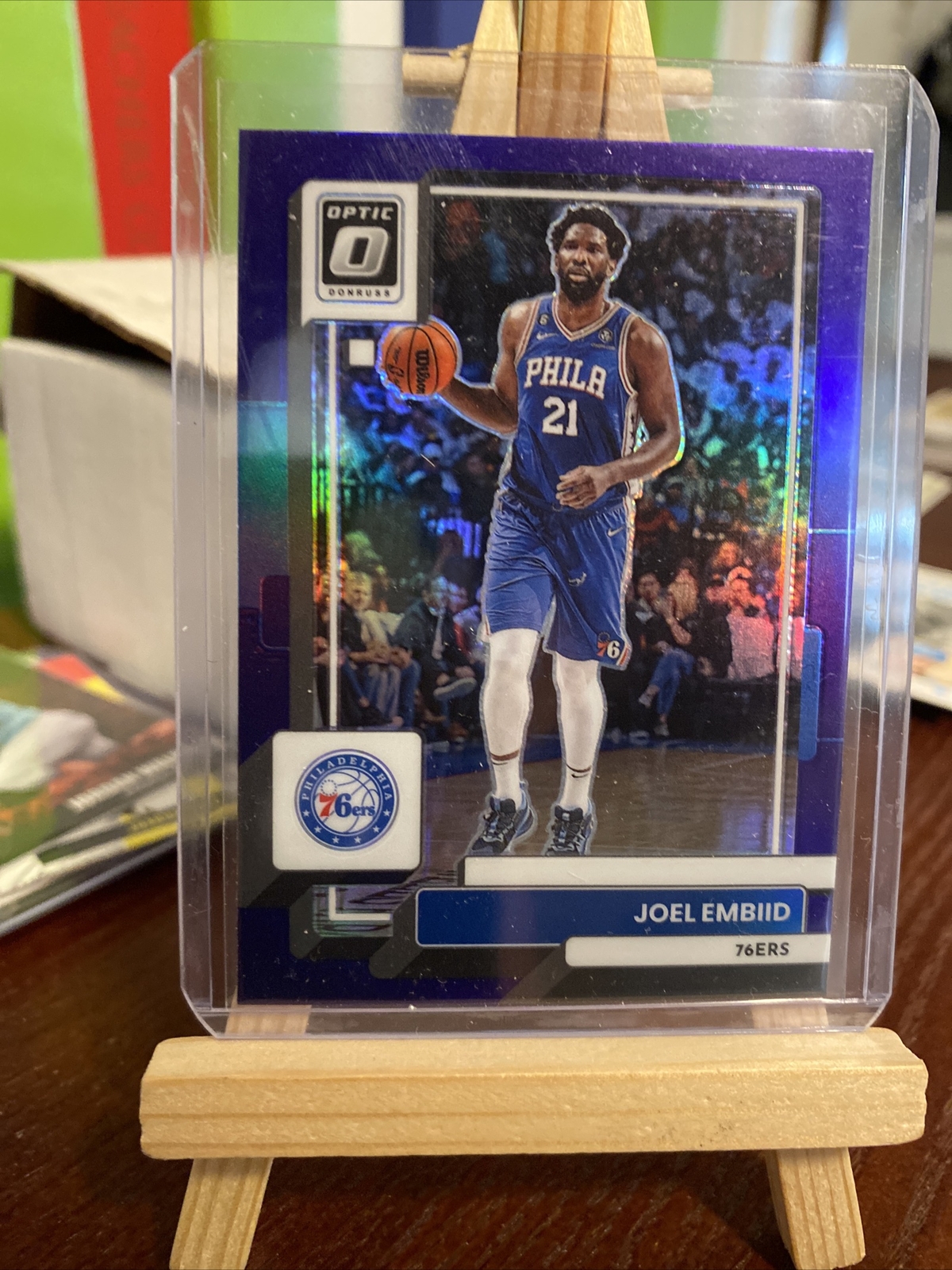 Joel Embiid 2022-23 Donruss Optic Purple Holo Prizm #27 Philadelphia 76ers MVP
