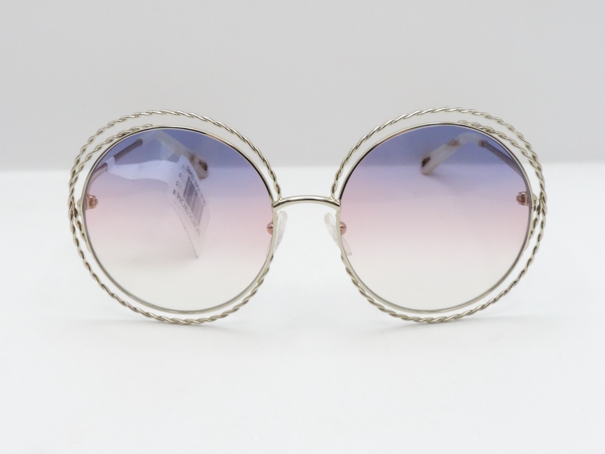 CHLOE CE114ST ROUND POLARIZED SUNGLASSES 779 SILVER/PURPLE