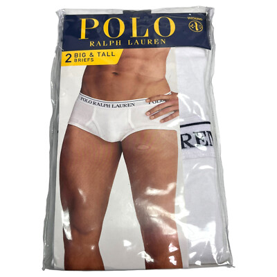Polo Ralph Lauren Mens 2-Pack Briefs Underwear Classic Fit White Logo $32