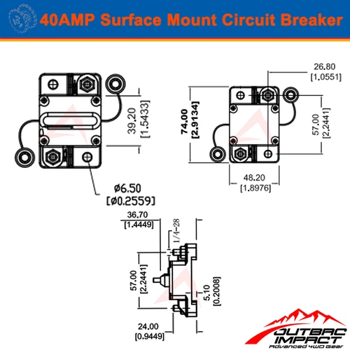 40A AMP Circuit Breaker Dual Battery Manual Reset IP67 W/proof 12V 48 Volt Fuse - Picture 10 of 11