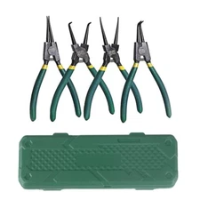 Portable 7"Internal External Retaining Clips Snap Ring Circlip Pliers Set W/Case