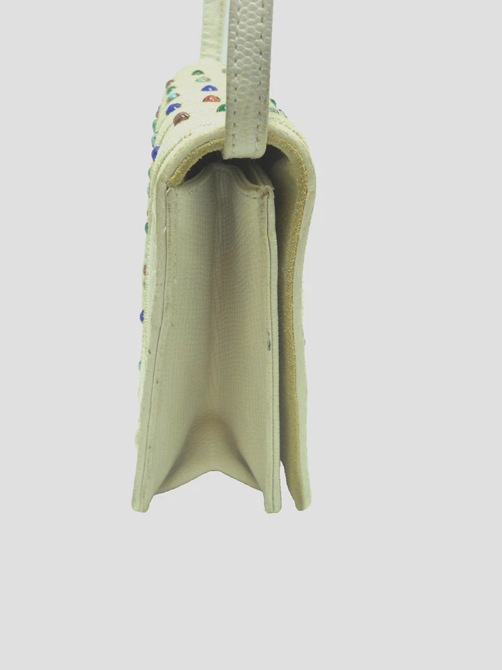 Sharif Unique Small White Leather iShoulder Bag w Colorful Accents - Image 4 of 4