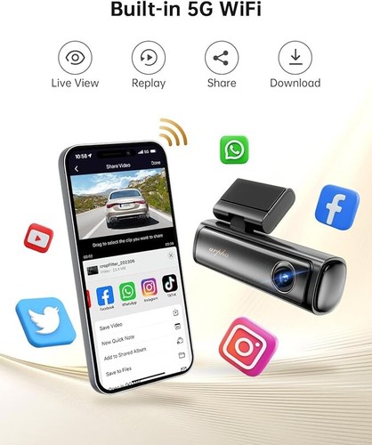 5K Dash Cam with 5G WiFi Free 64GB SD Card ADAS Dash Cam Front and Rear GPS - Picture 4 of 6
