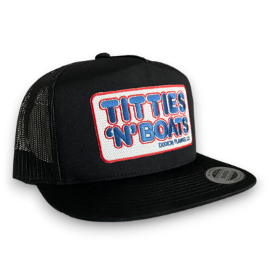 Dixxon Flannel Titties 'N' N Boats Black on Black Trucker Hat Brand New
