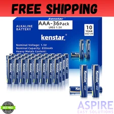 AAA Alkaline Batteries 36 Pack Powermax Battery 10 Year Shelf Life Long Lasting