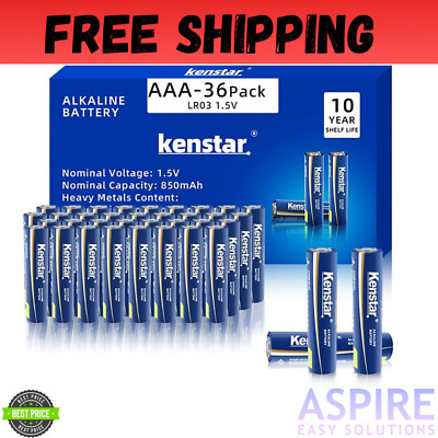 AAA Alkaline Batteries 36 Pack Powermax Battery 10 Year Shelf Life Long Lasting