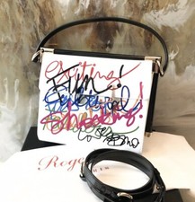 $2650 Roger Vivier “miss Viv” White Patent Leather Graffiti Multicolor Bag
