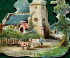 1870s-80s Die Cut Colwell Church Cows Trees Victorian Scrap F21