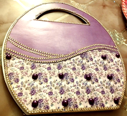GESCHENKTASCHE OSTERN- verziert mit Steinchen und 3-D Motiv, zusammen gefaltet - Bild 2 von 8