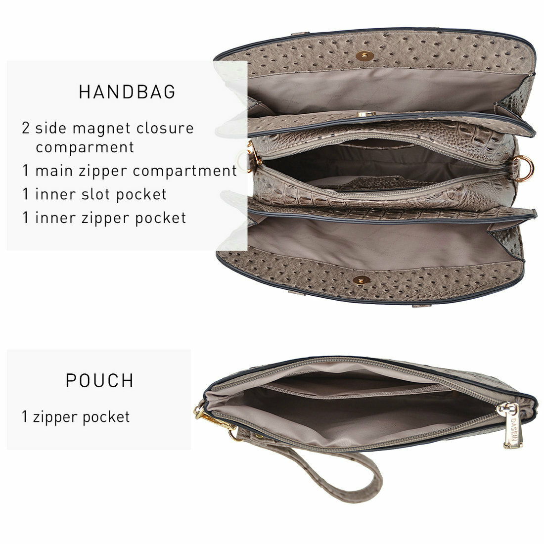 Dasein Womens Stylish Faux Ostrich Leather Handbags Purse Tote Bags with Wallet eBay