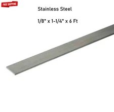 1/8" Stainless Steel Flat Stock  1-1/4" x 6 Ft  Rectangular Bar 304 Mill Finish