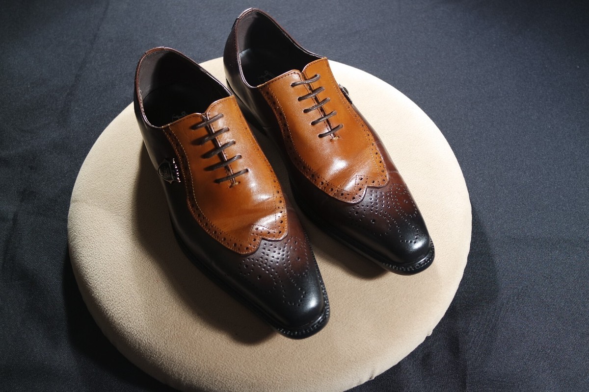 Mens Genuine Leather Dress Shoes Wing Tipped Pointed Toe Classic Brogue  Oxfords