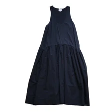 G Label Goop Shannon Dropped Waist Maxi Tank Dress Womens 14 Navy Blue Cotton