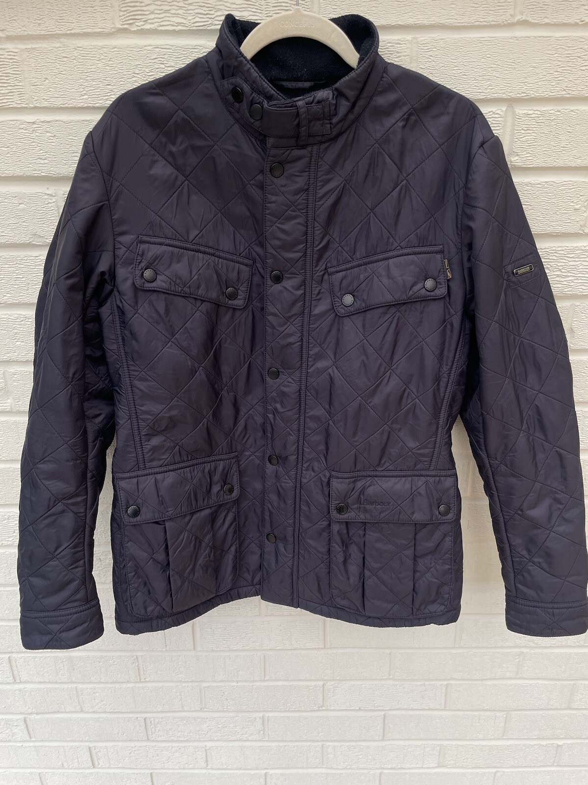 BARBOUR Jacket Mens Medium Blue International Polarquilt Motorcycle Classic