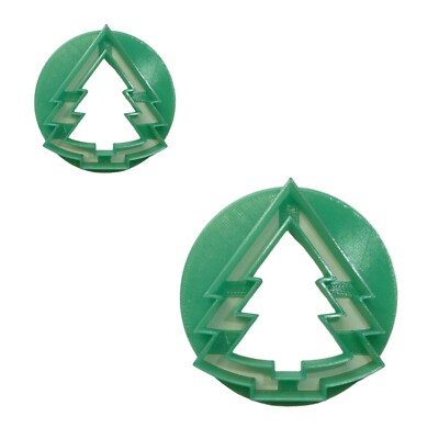 CHRISTMAS TREE SET 2 SIZES CONCHA COOKIE CUTTER MEXICAN SWEET BREAD STAMP PR1801