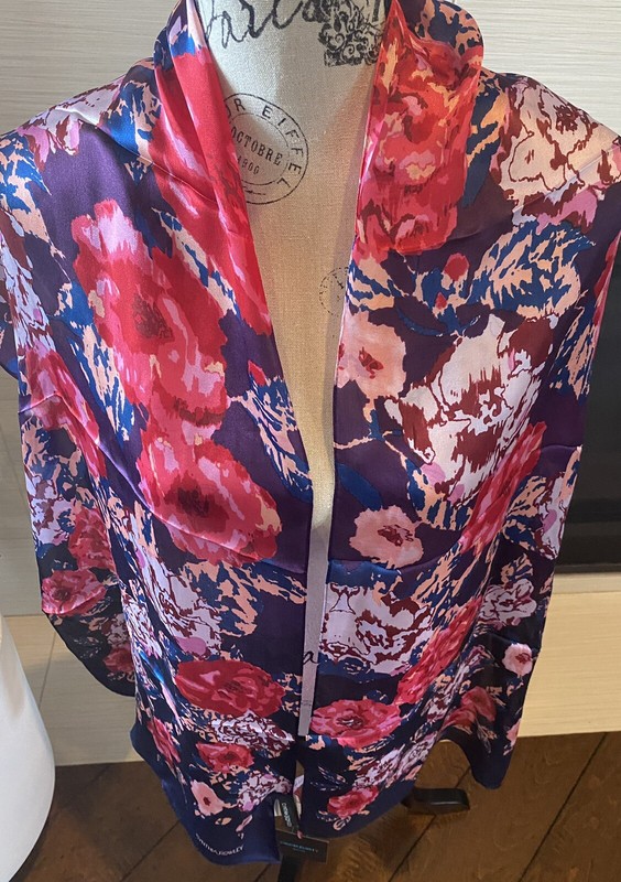 NWT 100% Silk Scarf Cynthia Rowley, Beautiful.  Approximately 67 X 14”