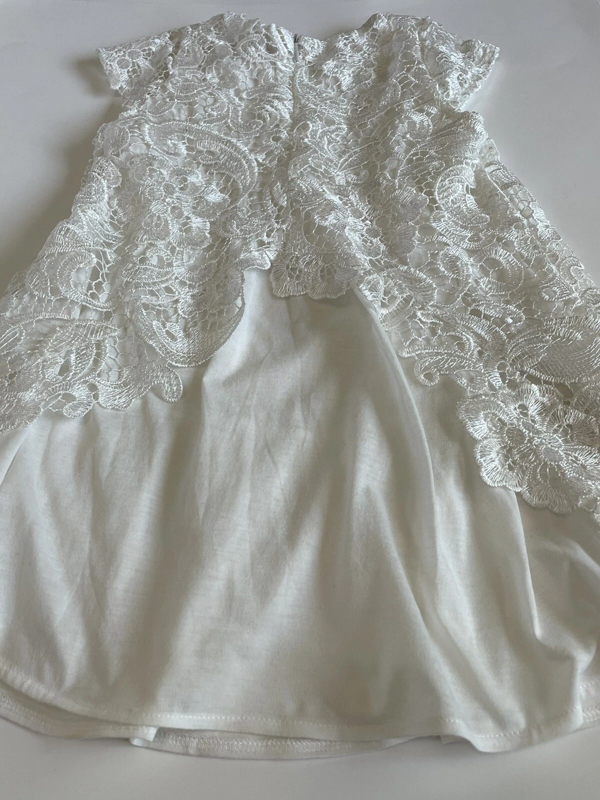 Abito foderato all'uncinetto Kenzo Bambini Bianco Pizzo Taglia 8 128 Festa Comunione Formale $230