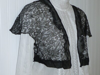 Beautiful Antique Chantilly Lace Blouse Bolero Jacket French