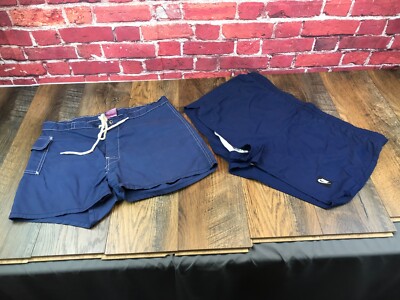 PAIR of 1970's Vintage - OCEAN PACIFIC & NIKE SURF BEACH SWIM SHORTS Blue - NICE
