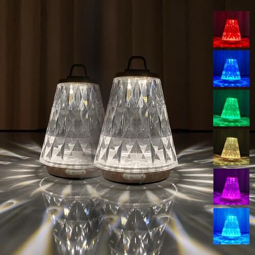 2 Pack Crystal Table Lamp LED Touch Bedside Table LampUSB Rechargeable Table ... - Picture 1 of 9