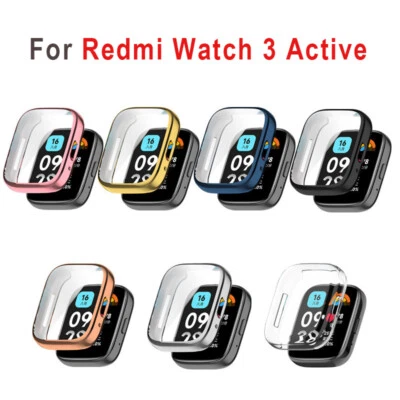 QVBWORLD Soft TPU Screen Protector Case Cover for Redmi Watch 3 Active Smartwatch Bumper