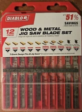 Diablo Wood & Metal Jig Saw Blade Set In Case, 12 Piece, NEW Factory Sealed