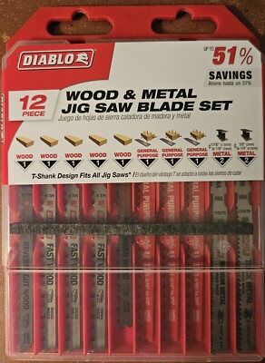 Diablo Wood & Metal Jig Saw Blade Set In Case, 12 Piece, NEW Factory Sealed