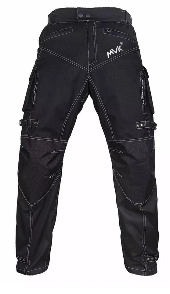 Pantalones/pantalones para motocicleta blindados ce negros textiles impermeables para hombre Foto 2 de 4