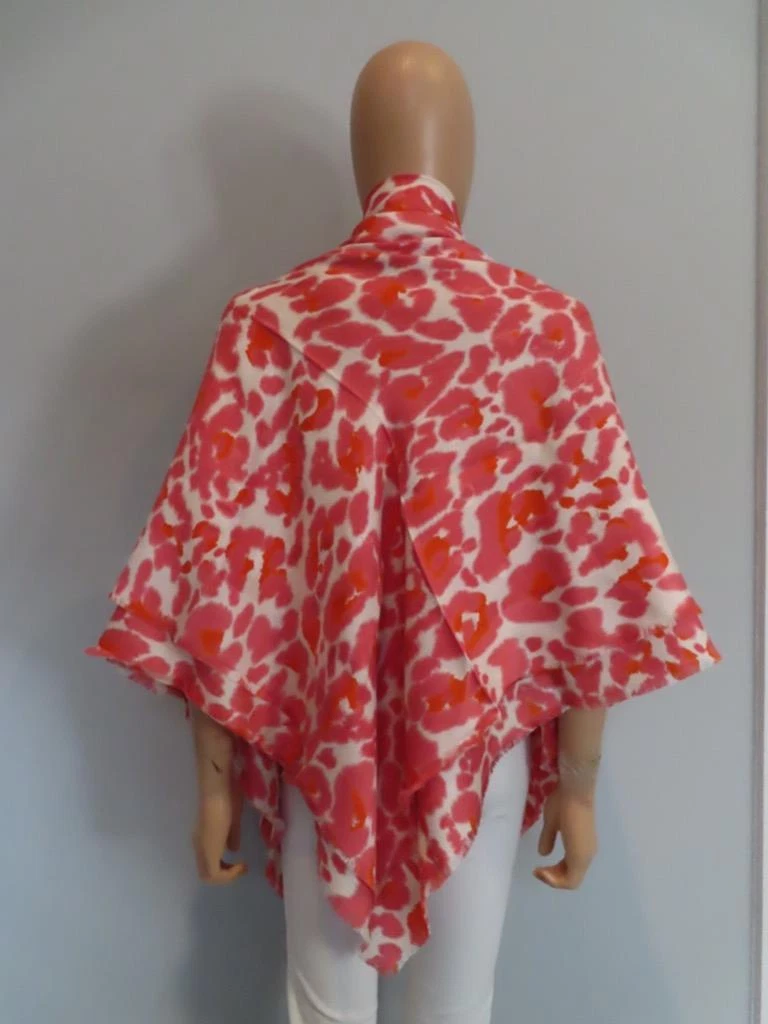 Grande écharpe carrée Christian Dior rose/orange imprimé léopard et logo