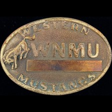 WNMU Mustangs Western New Mexico University Football 1980s Vintage Belt Buckle