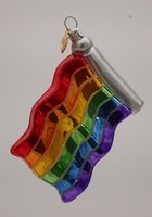 Glas-Ornament Regenbogen-Flagge 7 Cm • Handbemalt • Pride Deko • Weihnachtsdeko