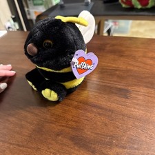 Buzz Puffkins Bumblebee Black Yellow 4" Plush Stuffed Animal Bee Swibco 1994