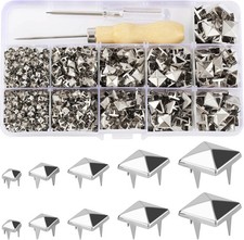 968 Pcs Assorted Sizes Square Pyramid Studs Prong Studs for Clothing Leather Riv