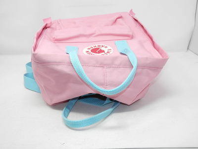 Fjallraven Kanken Backpack • Pink w/ Blue Handles & Straps 12x14x4
