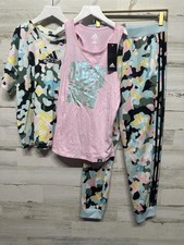 Adidas 3-Piece Set Girls 14 Multicolor Camo Tee Tank Joggers NWT