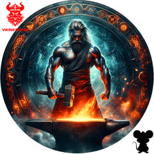 Wikinger Blechschild rund Viking Schmied Schmiede Feuer  Weihnachtsgeschenk