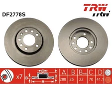 2pcs Brake Disc TRW DF2778S for Saab 9-5 Estate 9-5 9-3