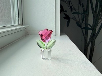 Swarovski Crystal PINK TULIP 657111 Figurine Memories Happy Flower