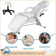 881LB Massage Bed Tattoo Spa Bed Swivel Aesthetician Chair w/ Hydraulic Stool