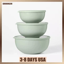 Set of 3 Plastic Mixing Bowl Set with Lids - Figmint™ Green