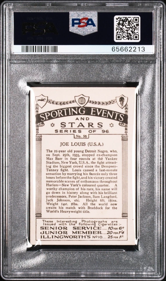 1935 J.A. Pattreiouex #56 Joe Louis PSA 6 **Sporting Events & Stars** - Image 2 of 2