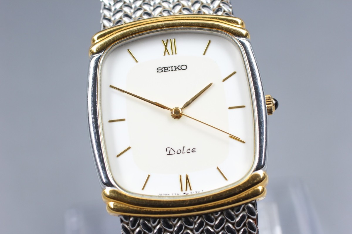 Vintage 1989 [Near MINT] Seiko Dolce 7741-5110 Gold Tank 26mm Mens