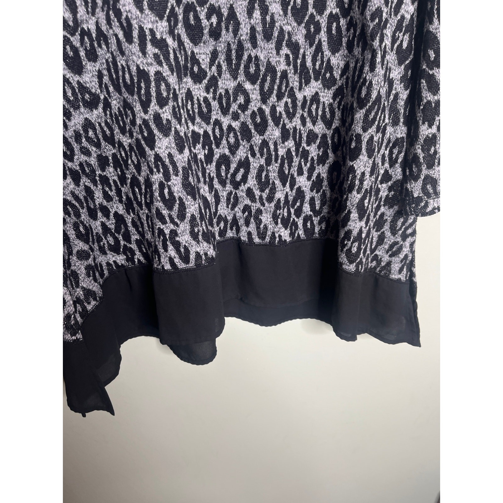 Ruby Rd Metallic Gray Leopard Print Sweater XL - image 3