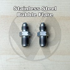 2 Stainless Steel Brake Adapter Fittings M10 X 1.0 10mm To 3an Bubble Flare 2 Stainless Steel Brake Adapter Fittings M10 X 1.0 10mm To 3an Bubble Flare