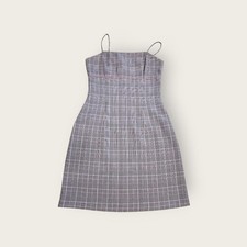 Vintage Y2k Byer Too grey plaid preppy empire waist fitted mini dress